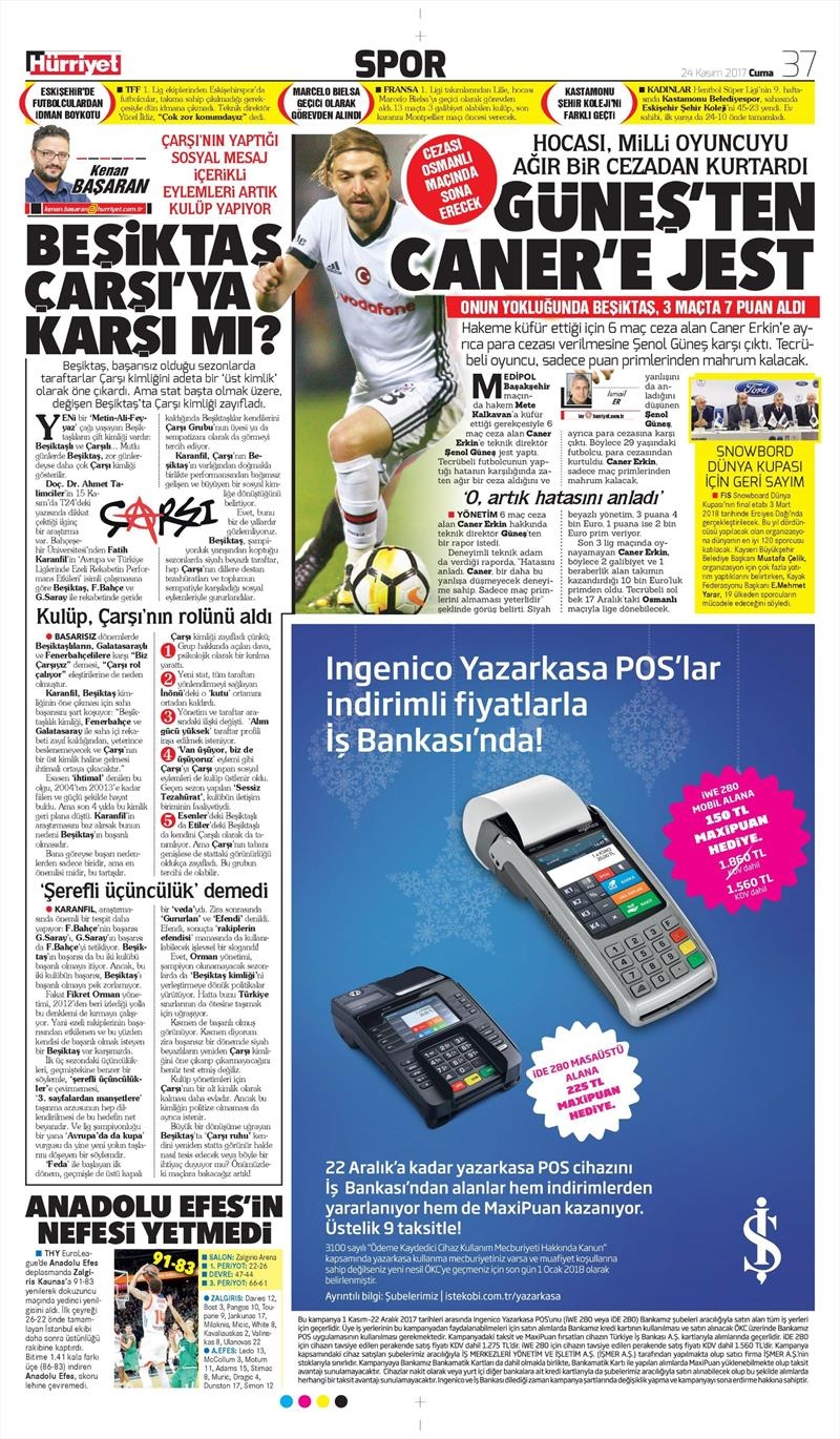 24 Kasım 2017 | Gazetelerin Beşiktaş Manşetleri - Görsel 7