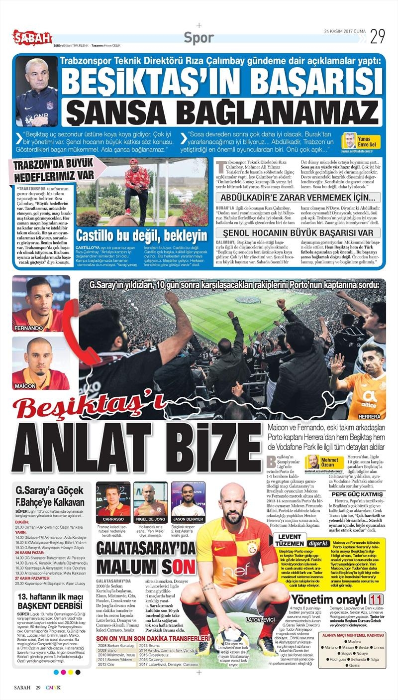 24 Kasım 2017 | Gazetelerin Beşiktaş Manşetleri - Görsel 8