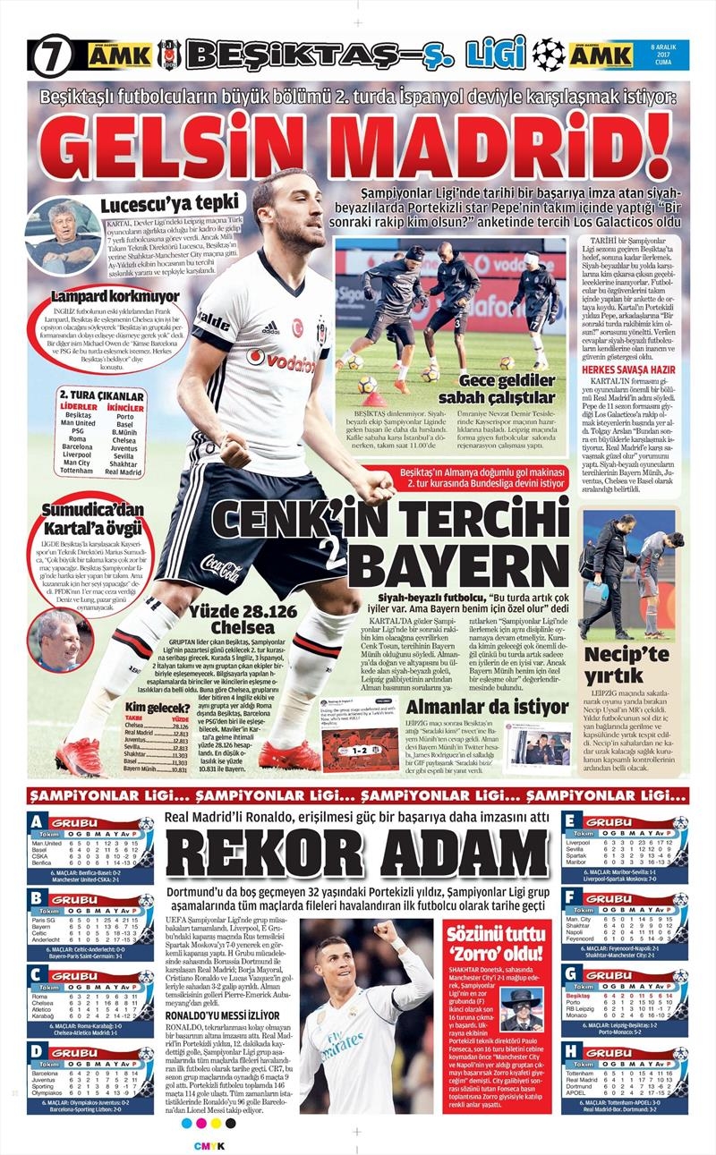 8 Aralık 2017 | Gazetelerin Beşiktaş Manşetleri - Görsel 10