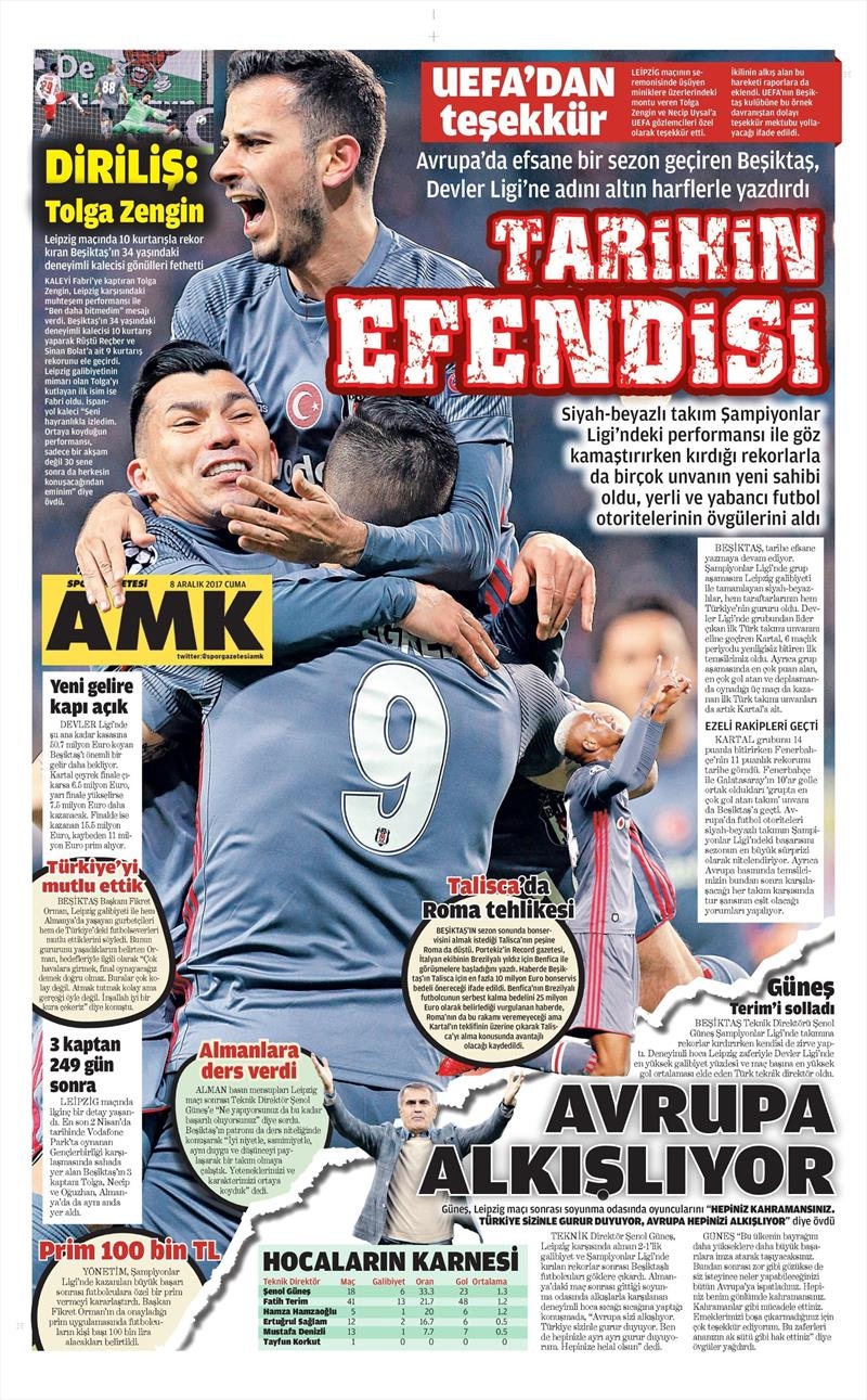 8 Aralık 2017 | Gazetelerin Beşiktaş Manşetleri - Görsel 11