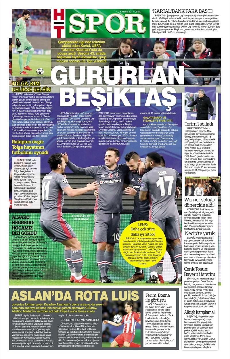 8 Aralık 2017 | Gazetelerin Beşiktaş Manşetleri - Görsel 13
