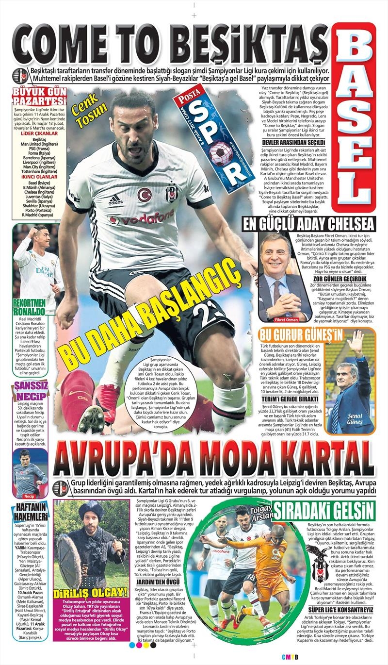 8 Aralık 2017 | Gazetelerin Beşiktaş Manşetleri - Görsel 15