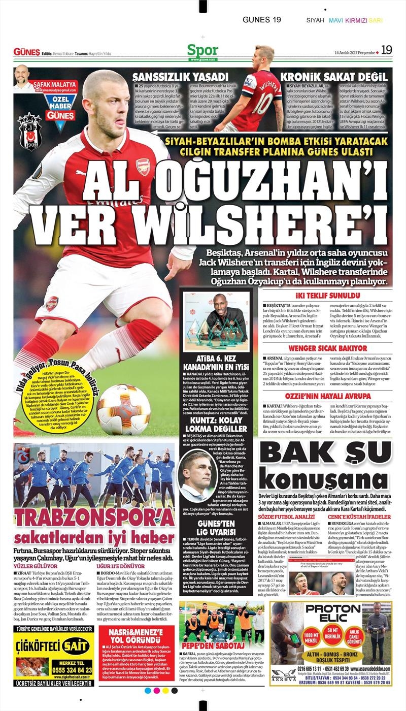 14 Aralık 2017 | Gazetelerin Beşiktaş Manşetleri - Görsel 3