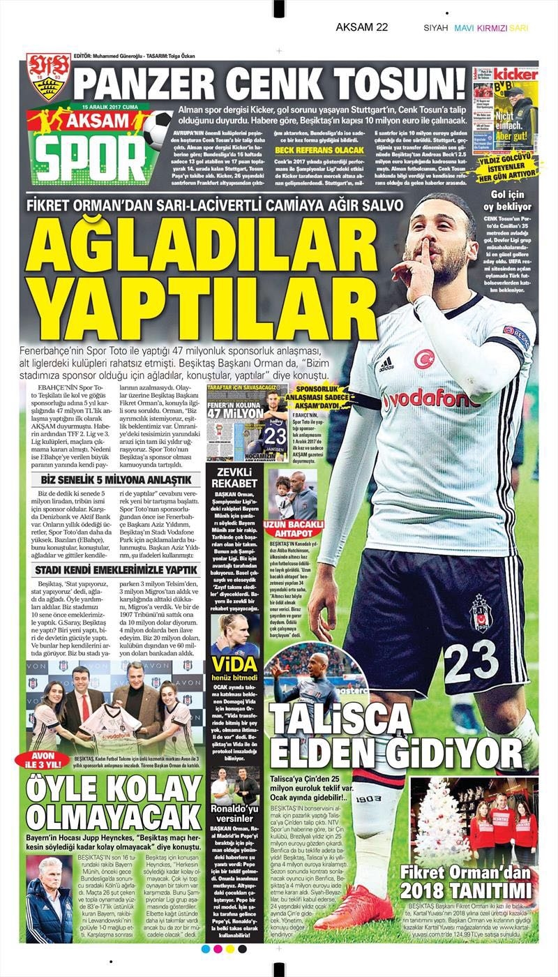 15 Aralık 2017 | Gazetelerin Beşiktaş Manşetleri - Görsel 3