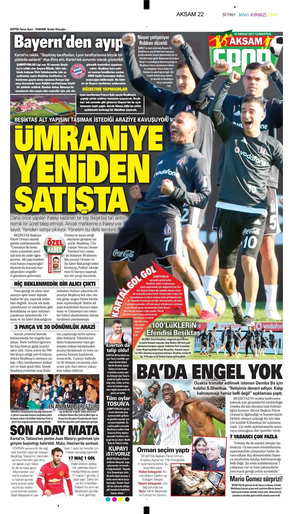16 Aralık 2017 | Gazetelerin Beşiktaş Manşetleri - Görsel 2