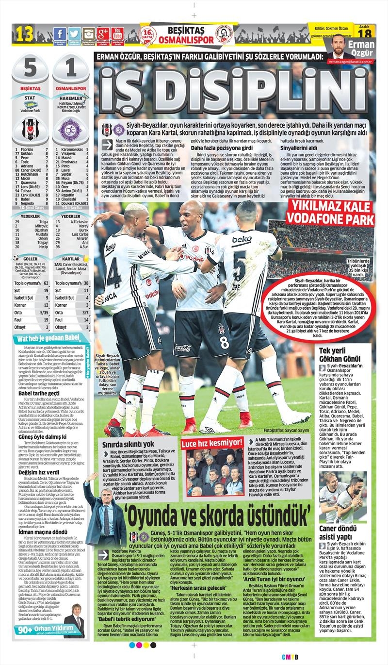 18 Aralık 2017 | Gazetelerin Beşiktaş Manşetleri - Görsel 2