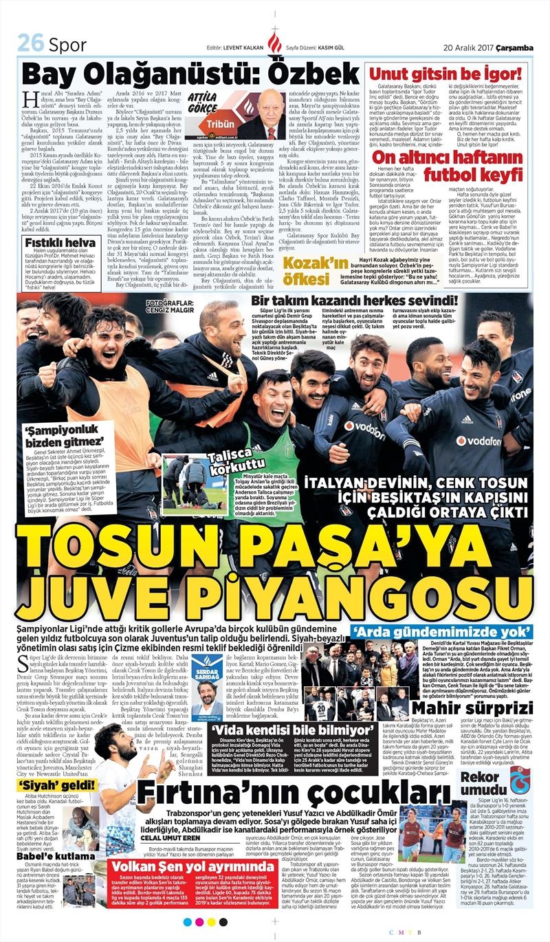 20 Aralık 2017 | Gazetelerin Beşiktaş Manşetleri - Görsel 5