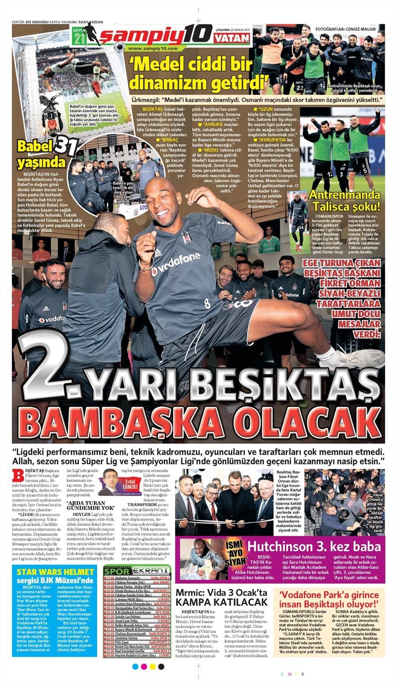 20 Aralık 2017 | Gazetelerin Beşiktaş Manşetleri - Görsel 6