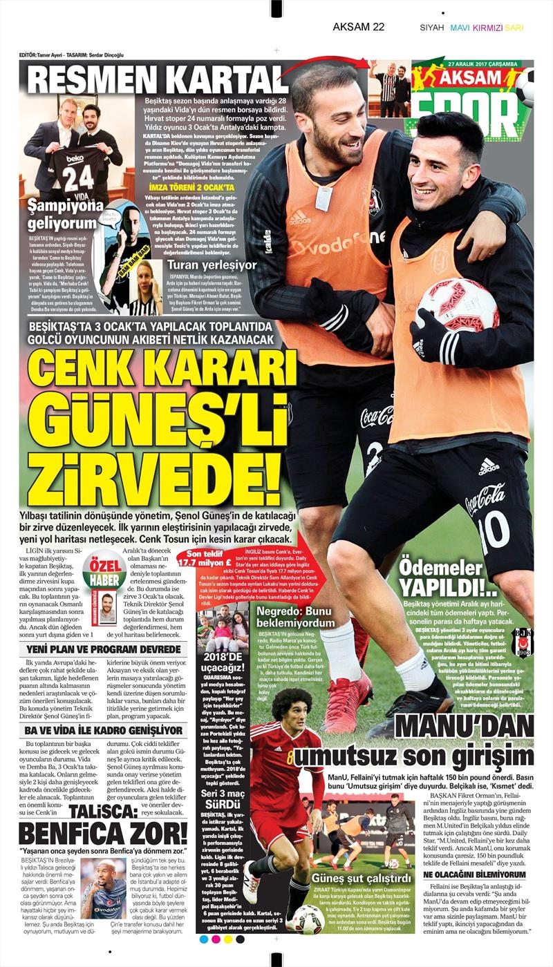 27 Aralık 2017 | Gazetelerin Beşiktaş Manşetleri - Görsel 4