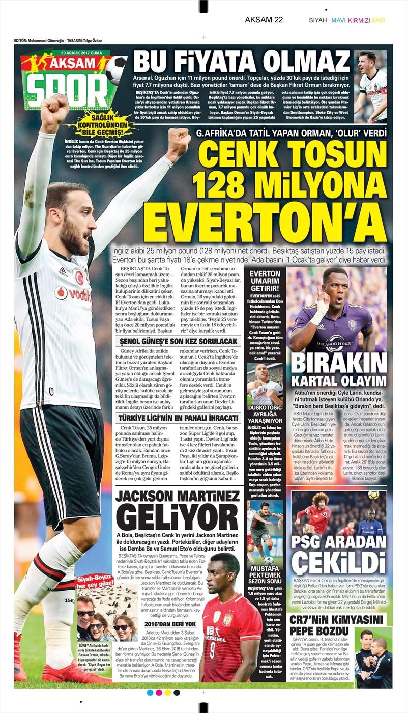 29 Aralık 2017 | Gazetelerin Beşiktaş Manşetleri - Görsel 5