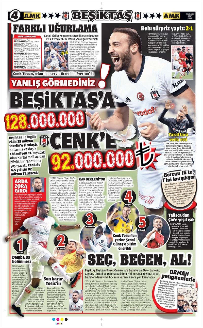 29 Aralık 2017 | Gazetelerin Beşiktaş Manşetleri - Görsel 7