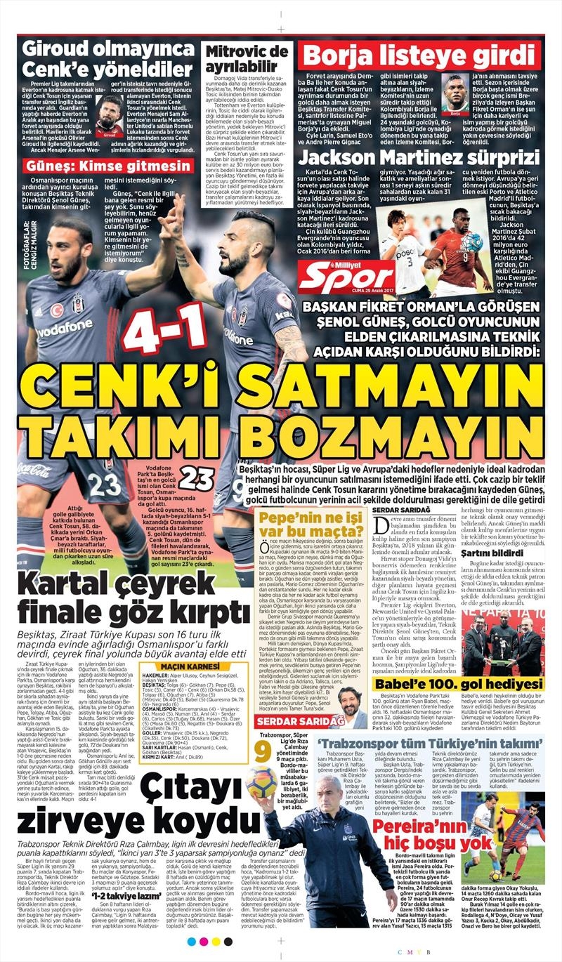 29 Aralık 2017 | Gazetelerin Beşiktaş Manşetleri - Görsel 8