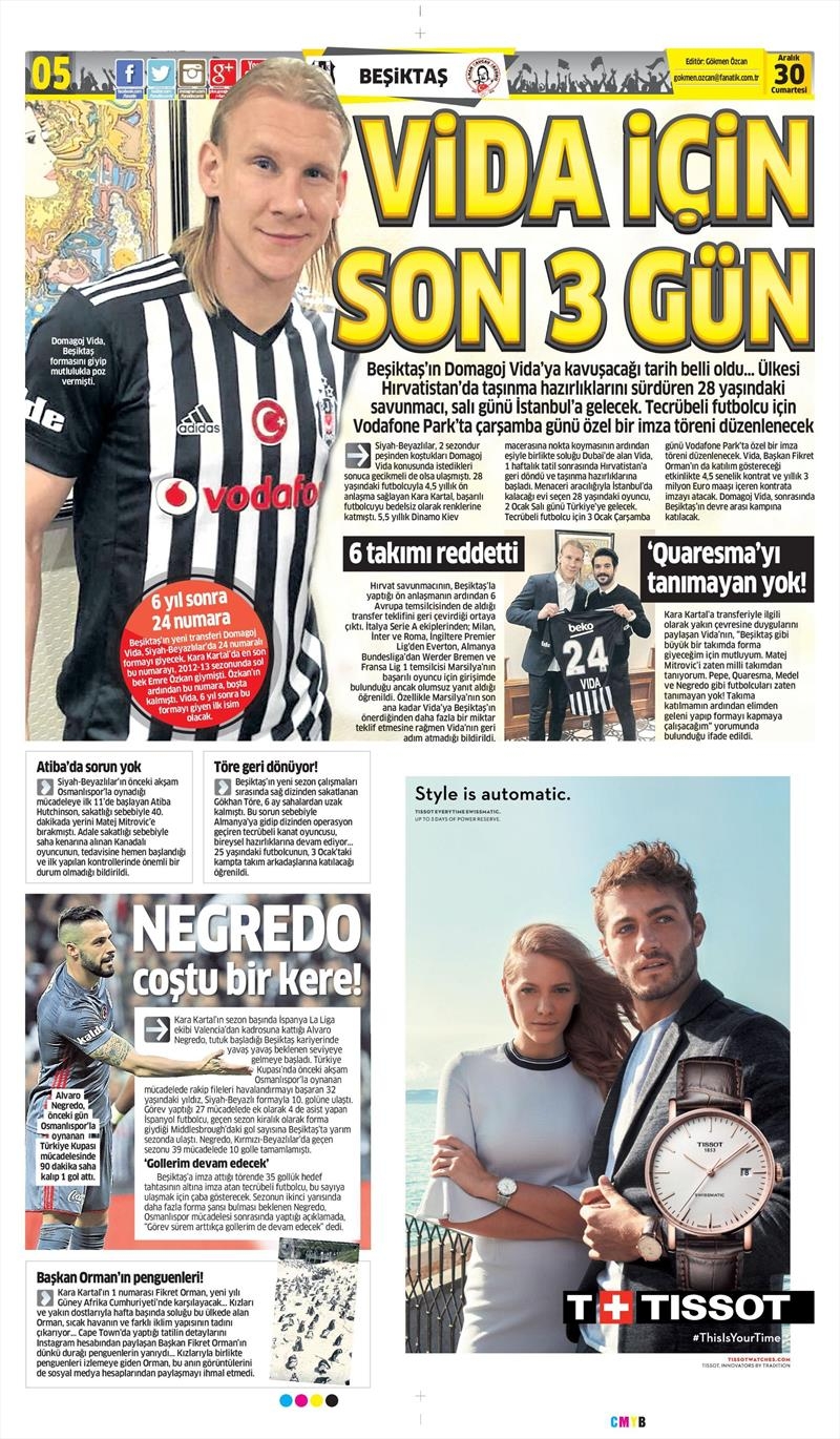 30 Aralık 2017 | Gazetelerin Beşiktaş Manşetleri - Görsel 2
