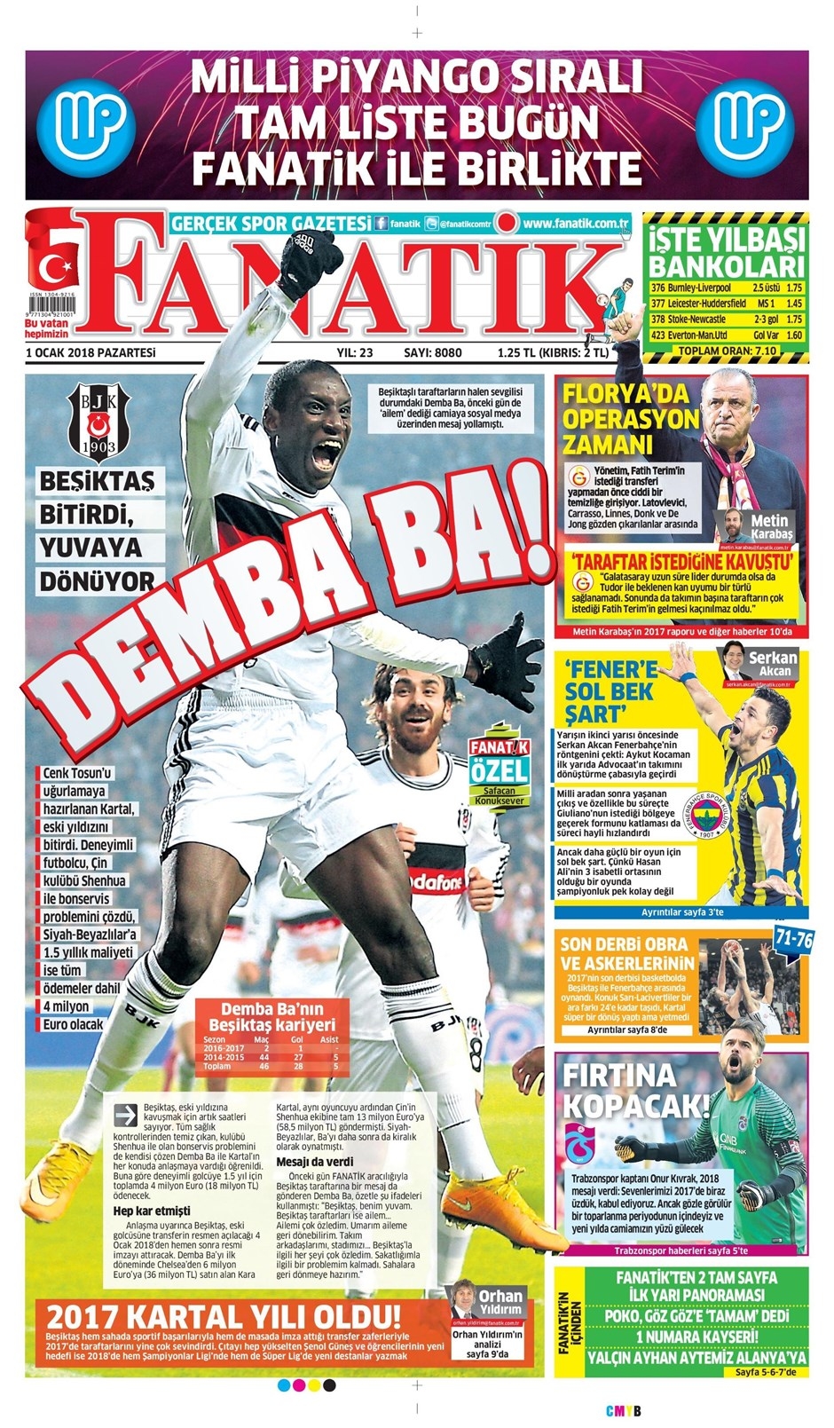 1 Ocak 2018 | Gazetelerin Beşiktaş Manşetleri - Görsel 1