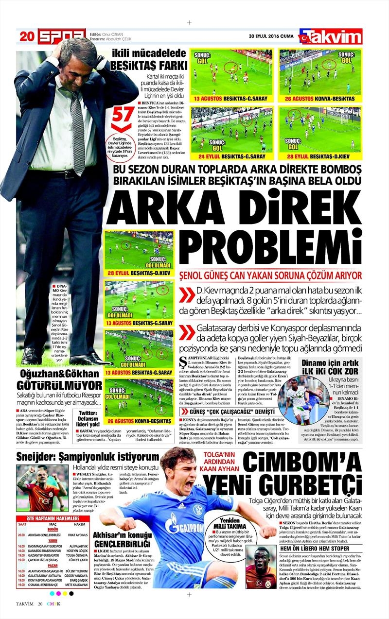 30 Eylül 2016 | Beşiktaş sayfaları - Görsel 3