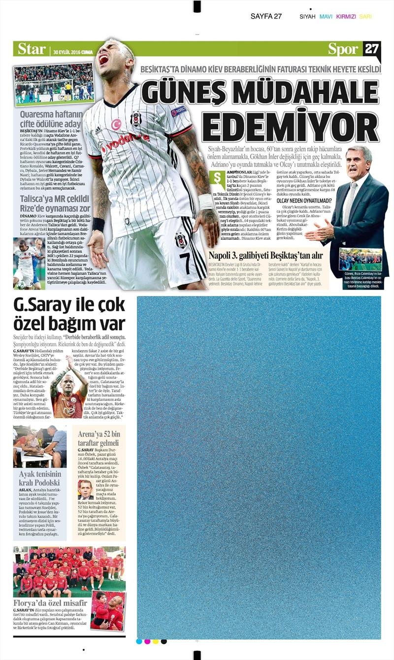 30 Eylül 2016 | Beşiktaş sayfaları - Görsel 4