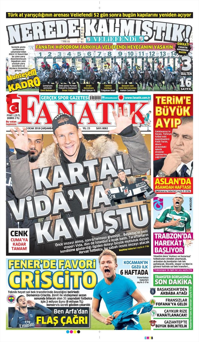 3 Ocak 2018 | Gazetelerin Beşiktaş Manşetleri - Görsel 1
