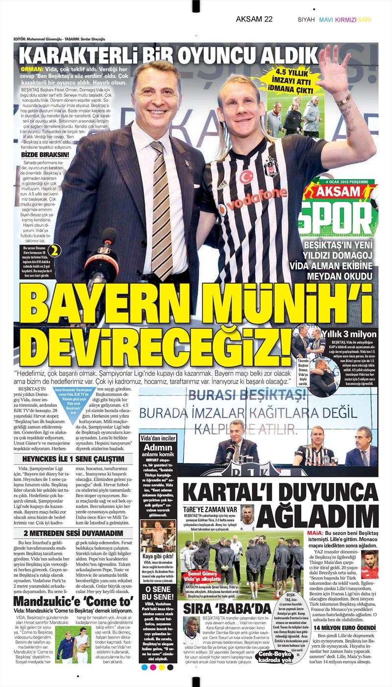 4 Ocak 2018 | Gazetelerin Beşiktaş Manşetleri - Görsel 4