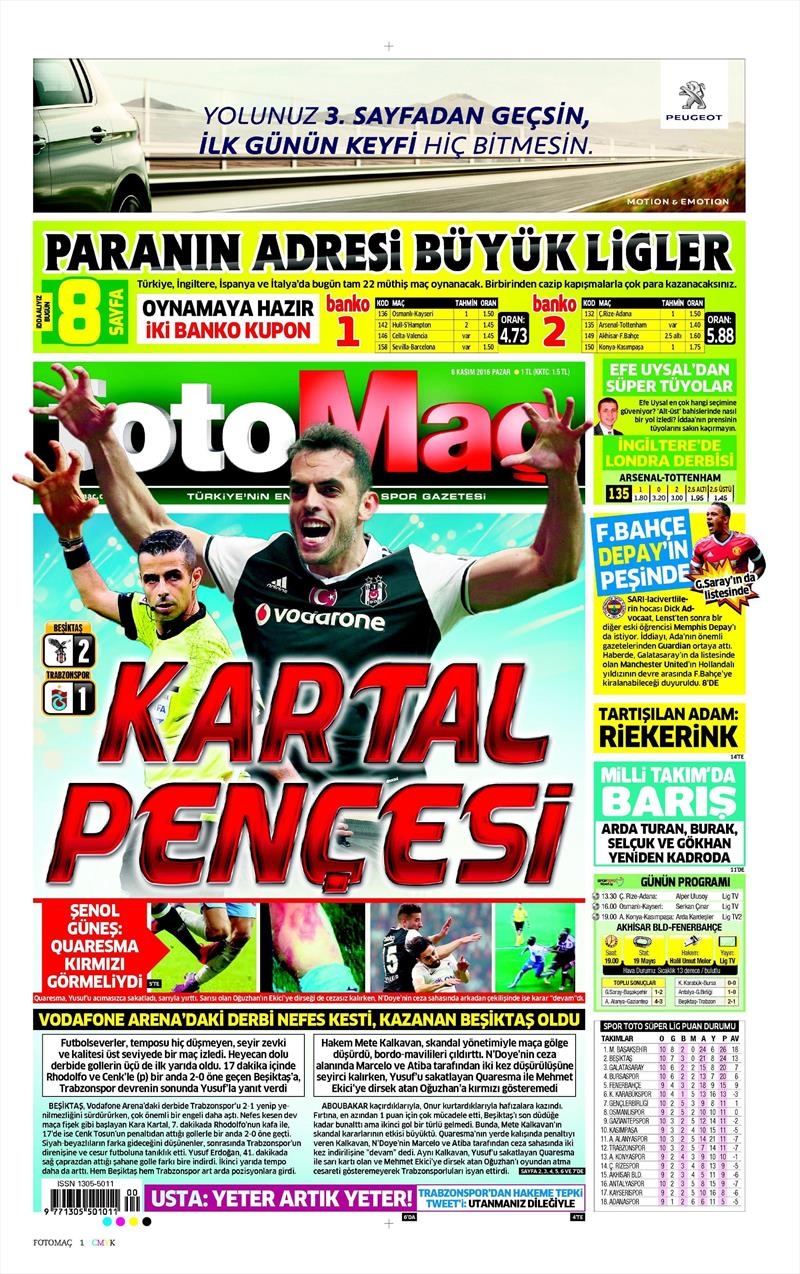 6 Kasım 2016 | Gazetelerin Beşiktaş sayfaları - Görsel 10