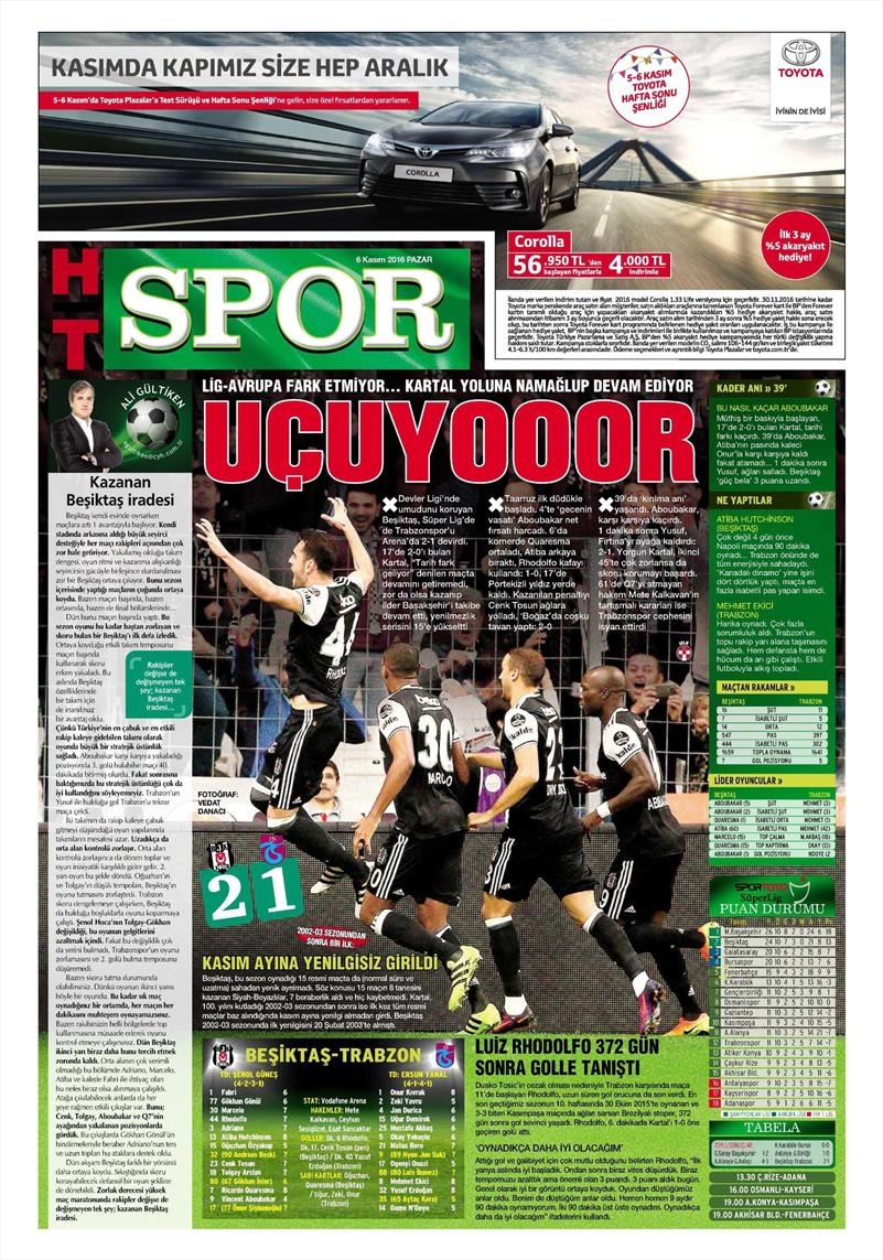 6 Kasım 2016 | Gazetelerin Beşiktaş sayfaları - Görsel 17