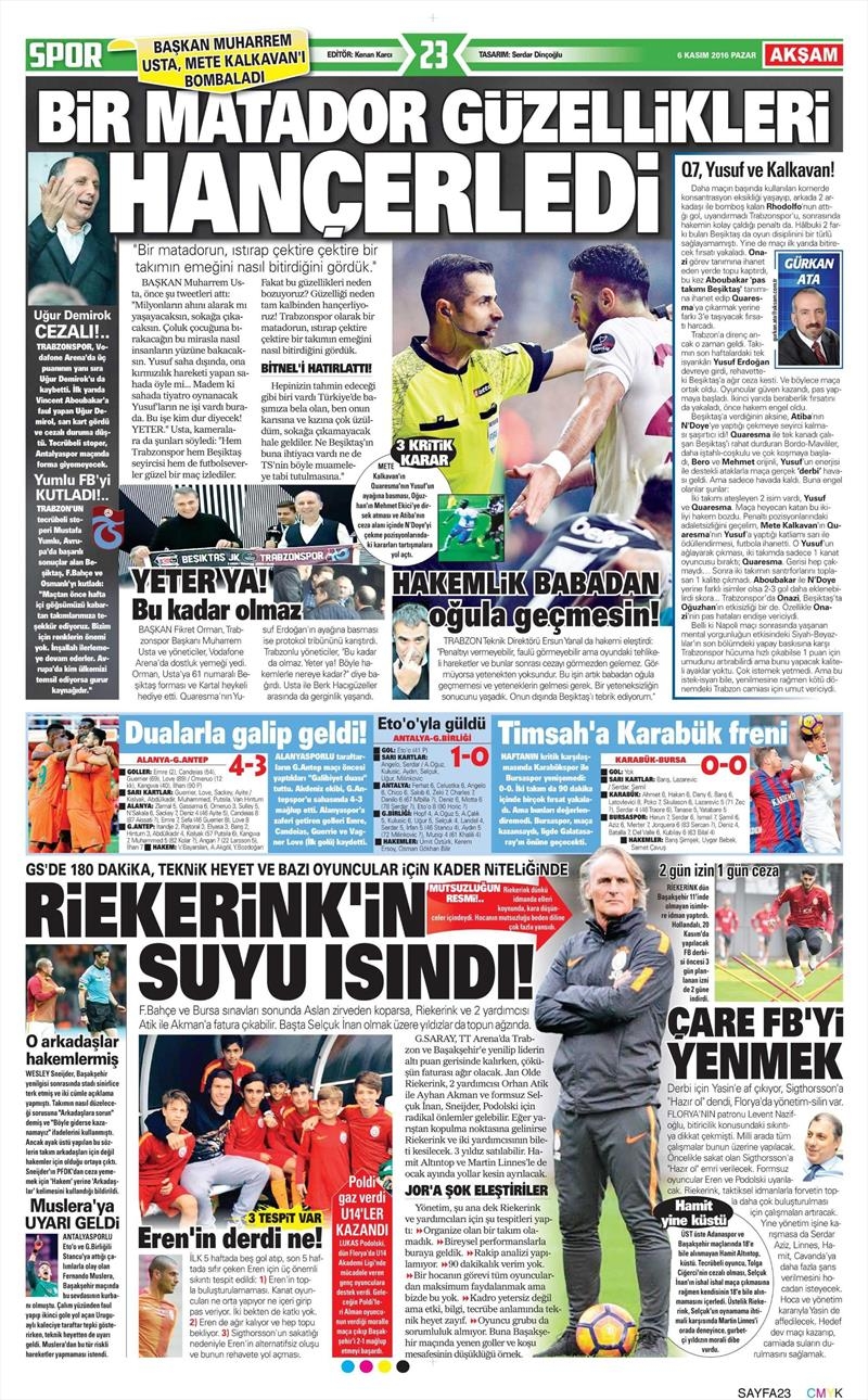 6 Kasım 2016 | Gazetelerin Beşiktaş sayfaları - Görsel 2