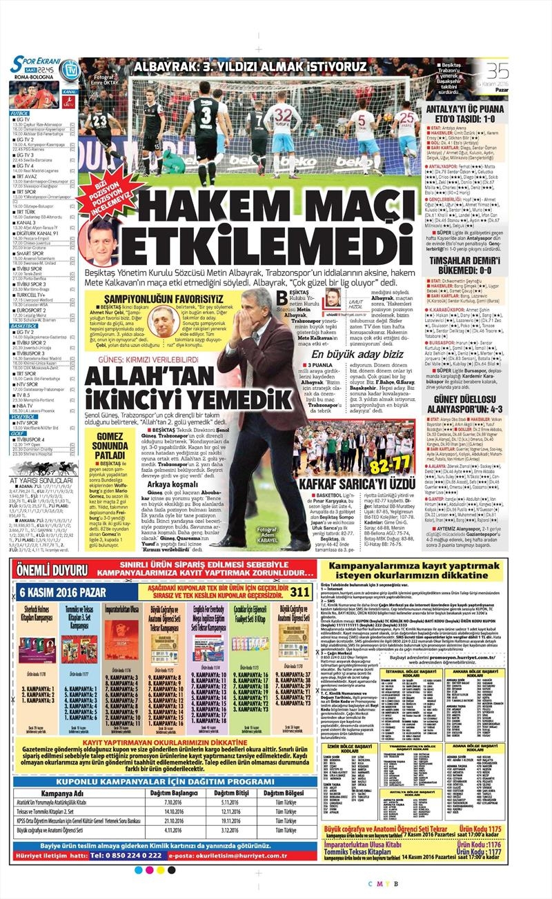 6 Kasım 2016 | Gazetelerin Beşiktaş sayfaları - Görsel 22