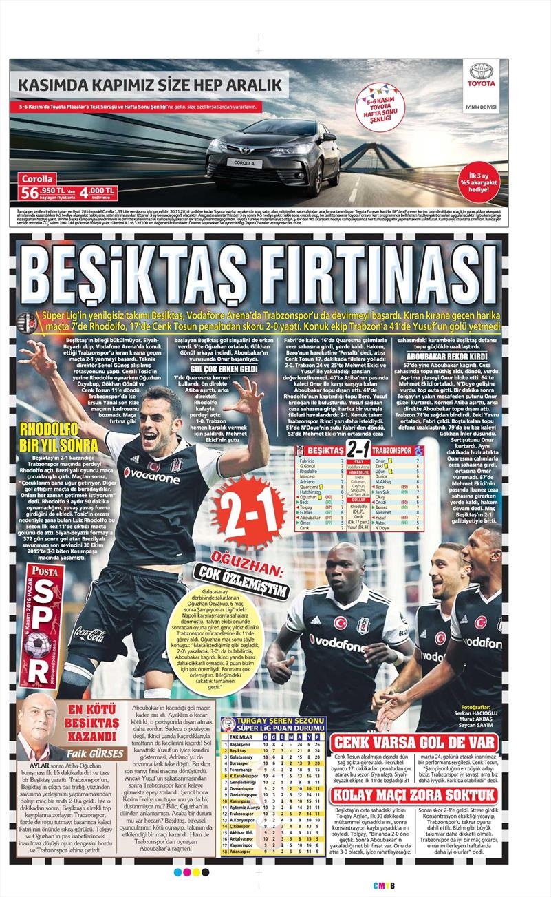 6 Kasım 2016 | Gazetelerin Beşiktaş sayfaları - Görsel 28