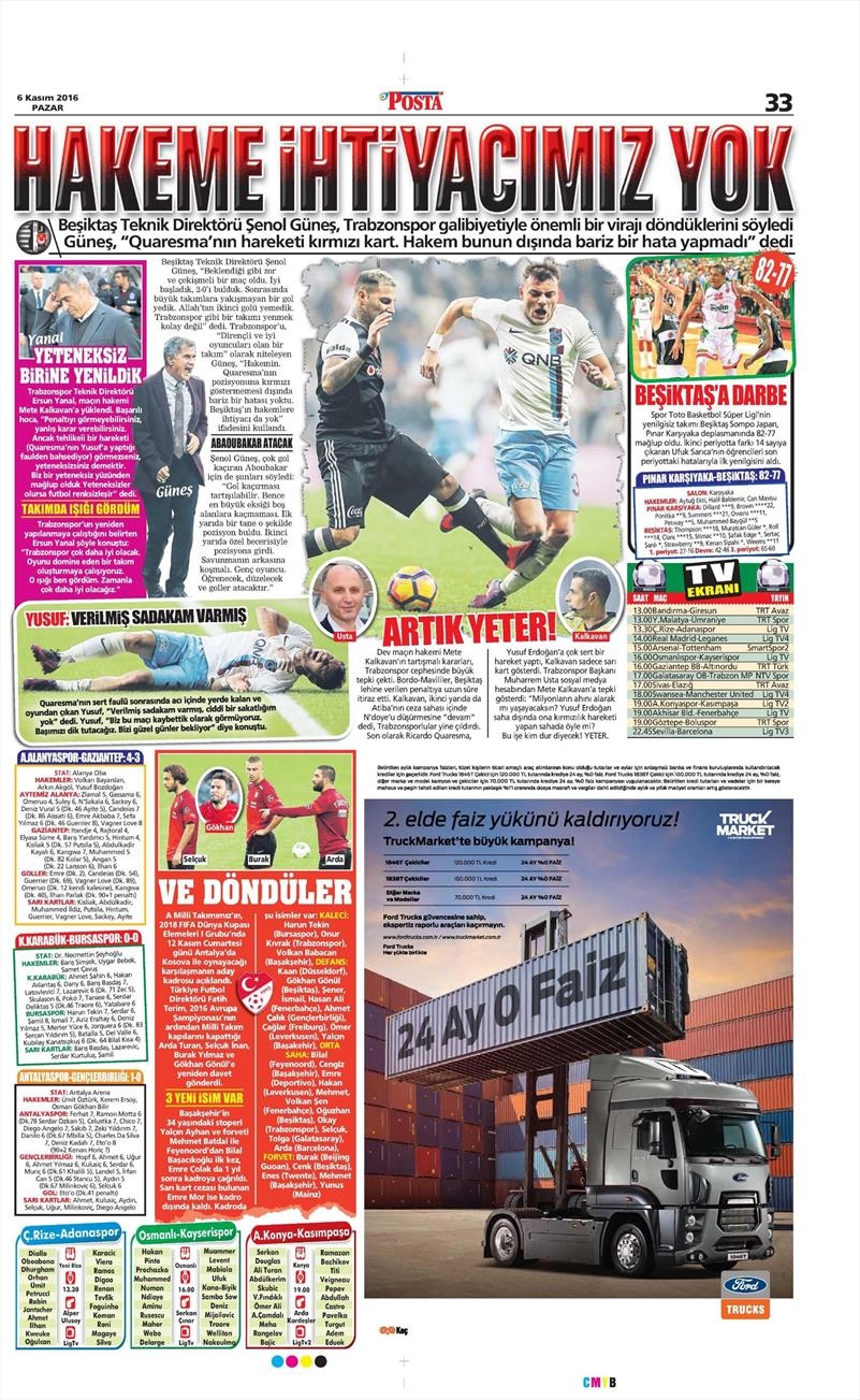 6 Kasım 2016 | Gazetelerin Beşiktaş sayfaları - Görsel 29