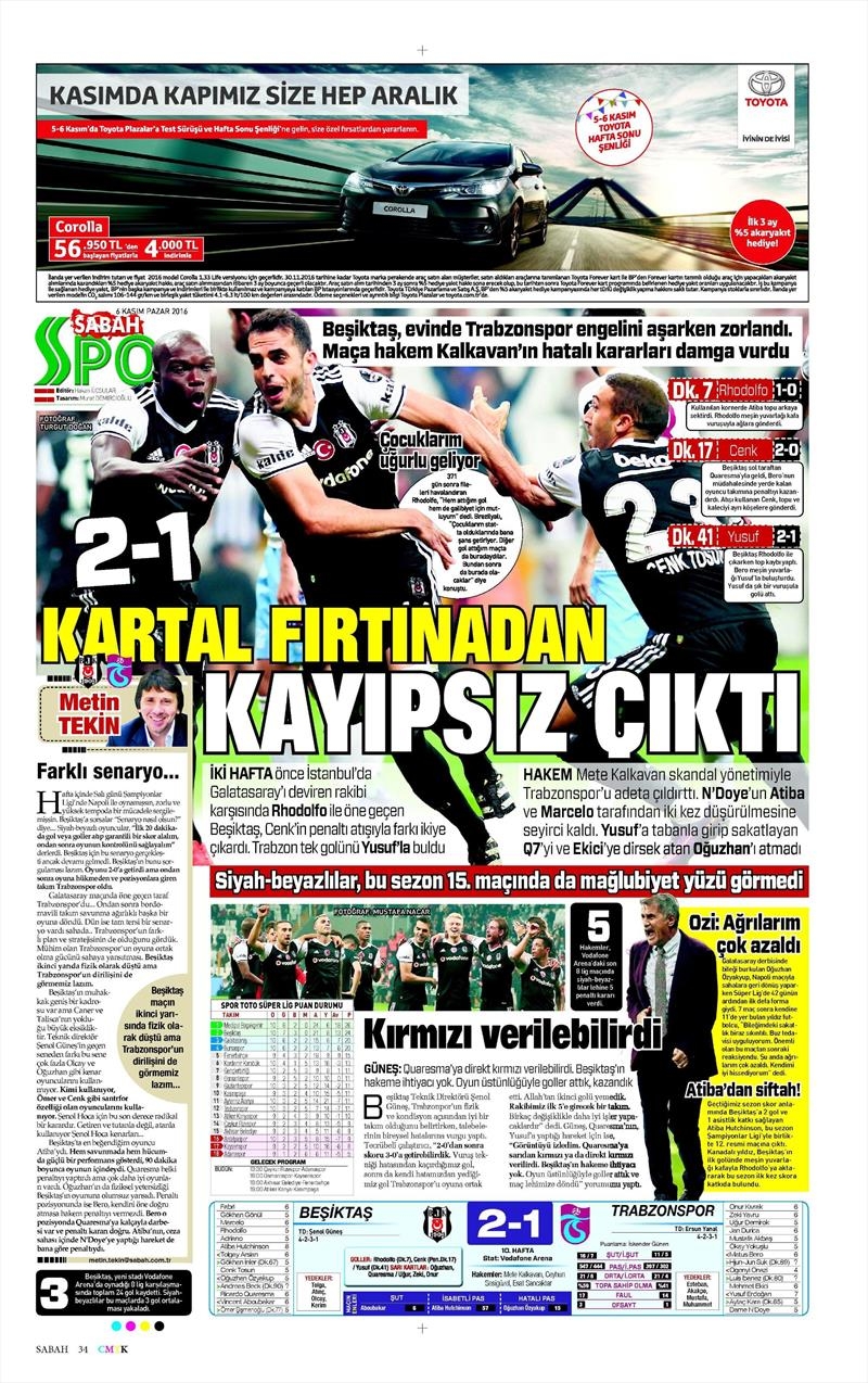6 Kasım 2016 | Gazetelerin Beşiktaş sayfaları - Görsel 30