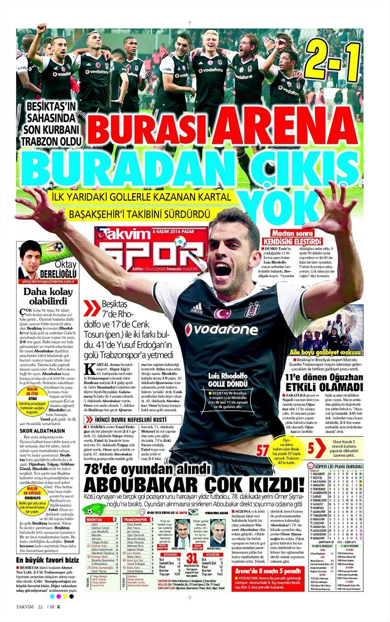 6 Kasım 2016 | Gazetelerin Beşiktaş sayfaları - Görsel 36