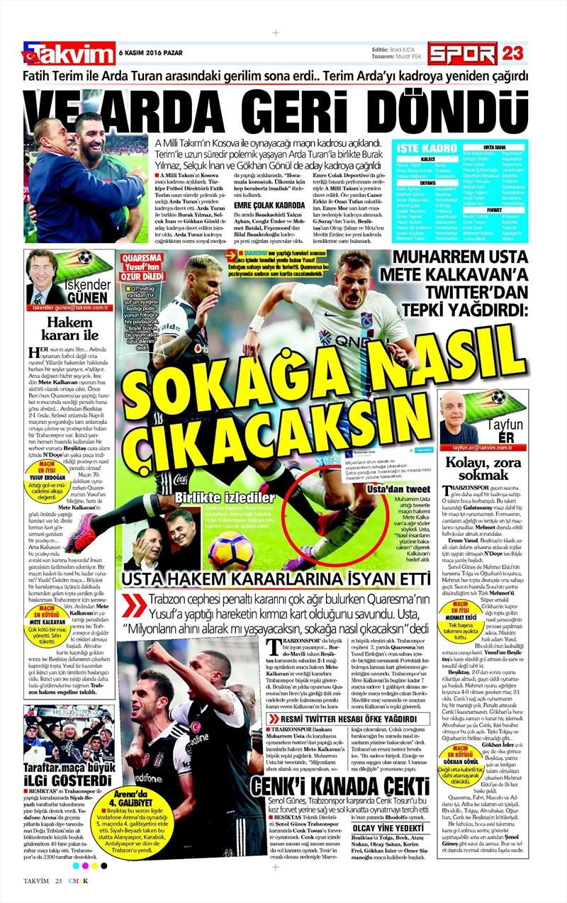 6 Kasım 2016 | Gazetelerin Beşiktaş sayfaları - Görsel 38