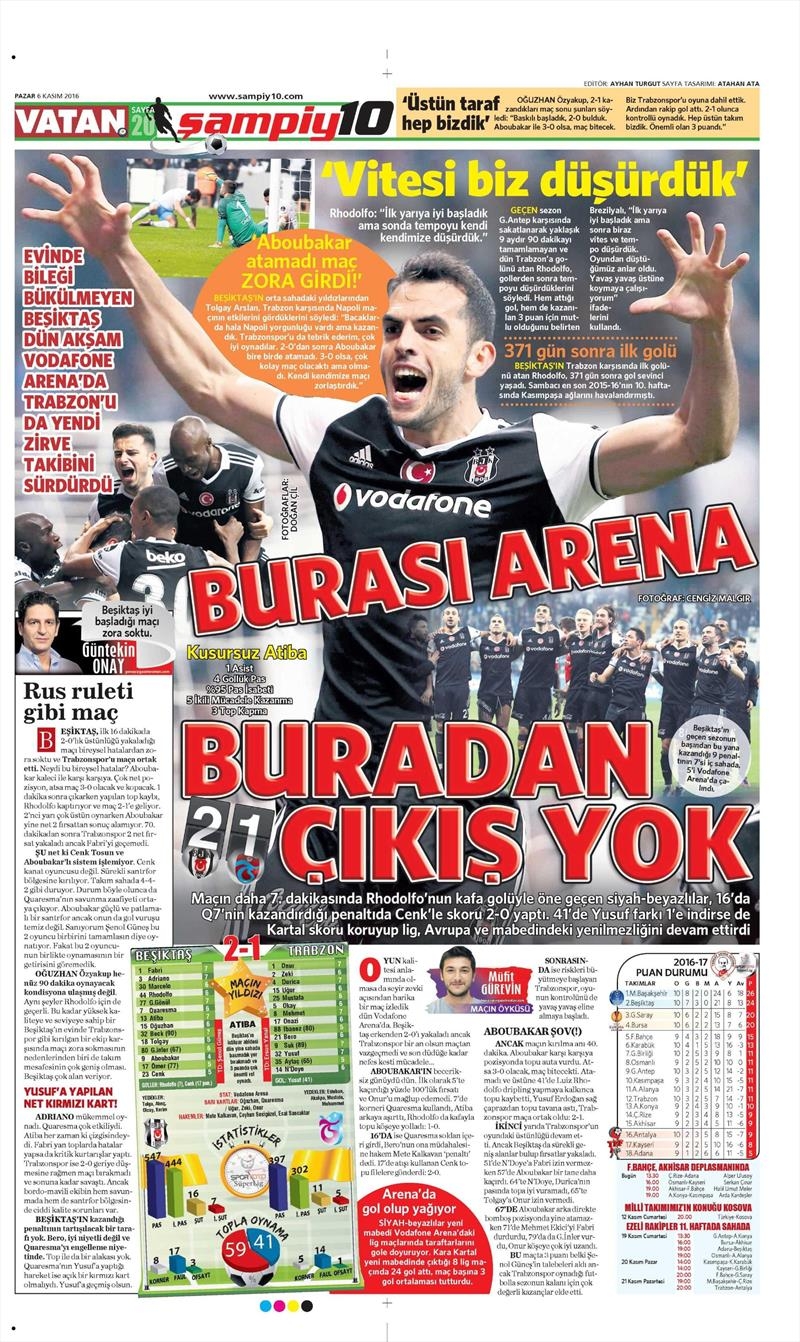 6 Kasım 2016 | Gazetelerin Beşiktaş sayfaları - Görsel 39