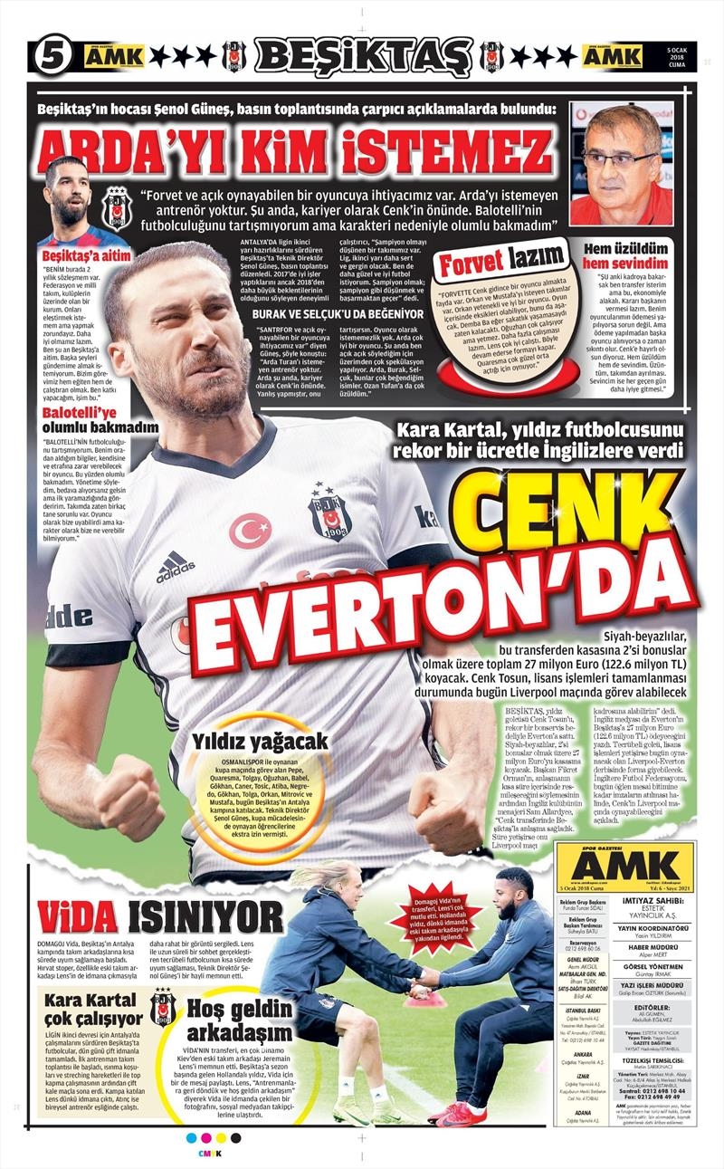 5 Ocak 2018 | Gazetelerin Beşiktaş Manşetleri - Görsel 6