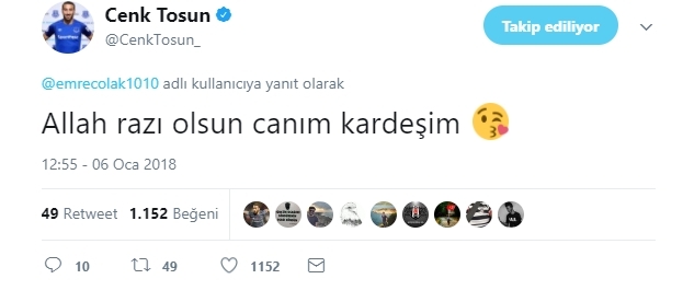 Cenk Tosun, kendisine gelen mesajları cevapsız bırakmadı - Görsel 3