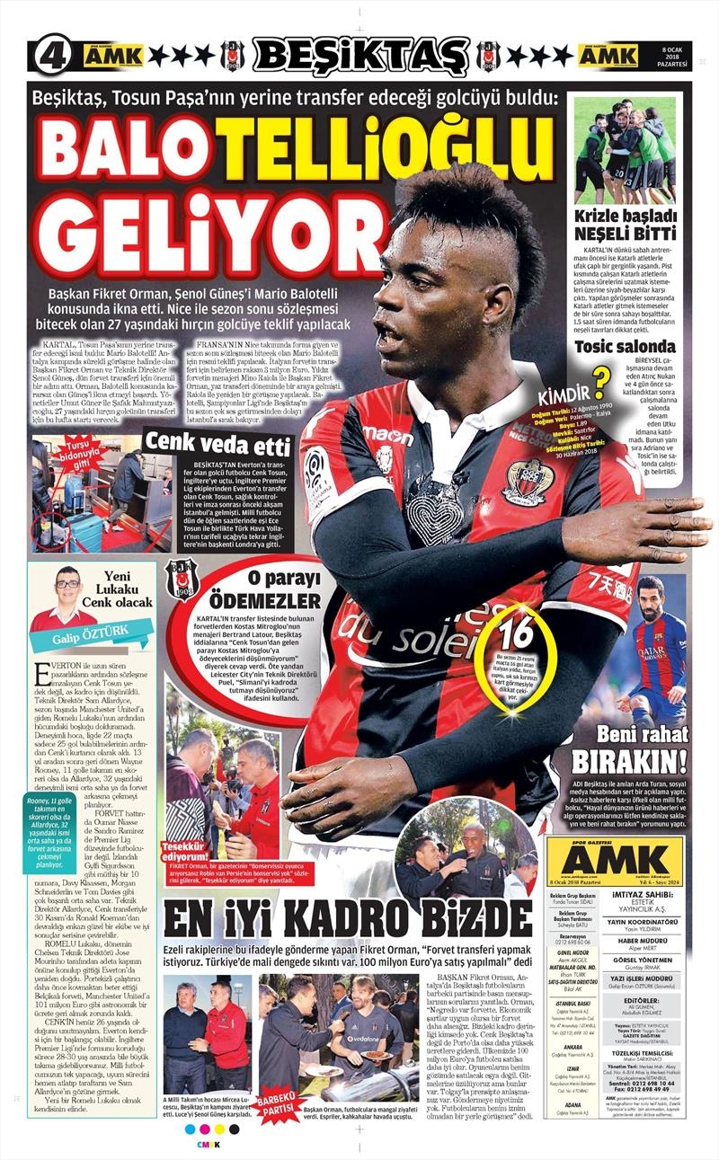 08 Ocak 2018 | Gazetelerin Beşiktaş Manşetleri - Görsel 2