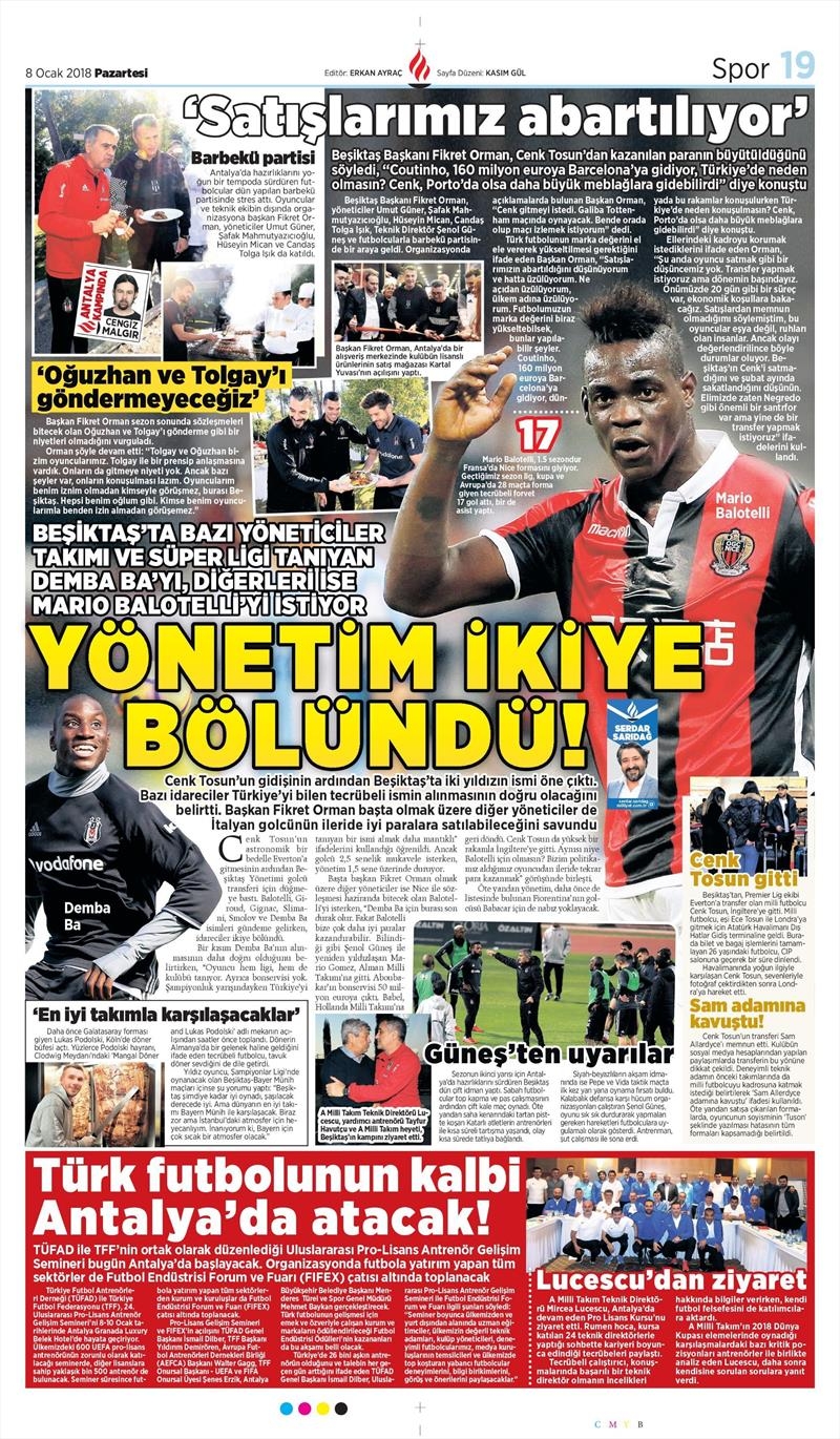 08 Ocak 2018 | Gazetelerin Beşiktaş Manşetleri - Görsel 9