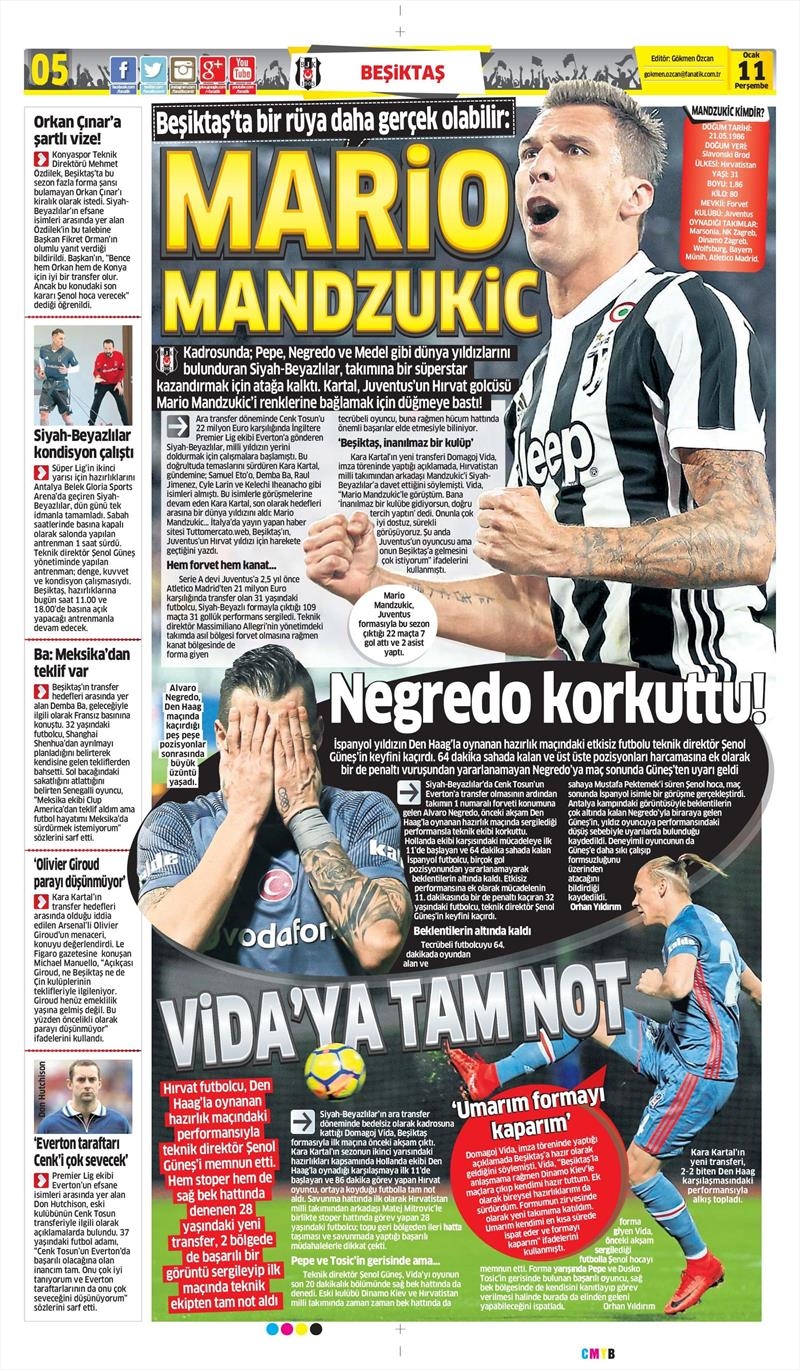 11 Ocak 2018 | Gazetelerin Beşiktaş Manşetleri - Görsel 2