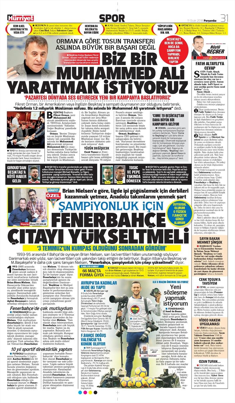 11 Ocak 2018 | Gazetelerin Beşiktaş Manşetleri - Görsel 5