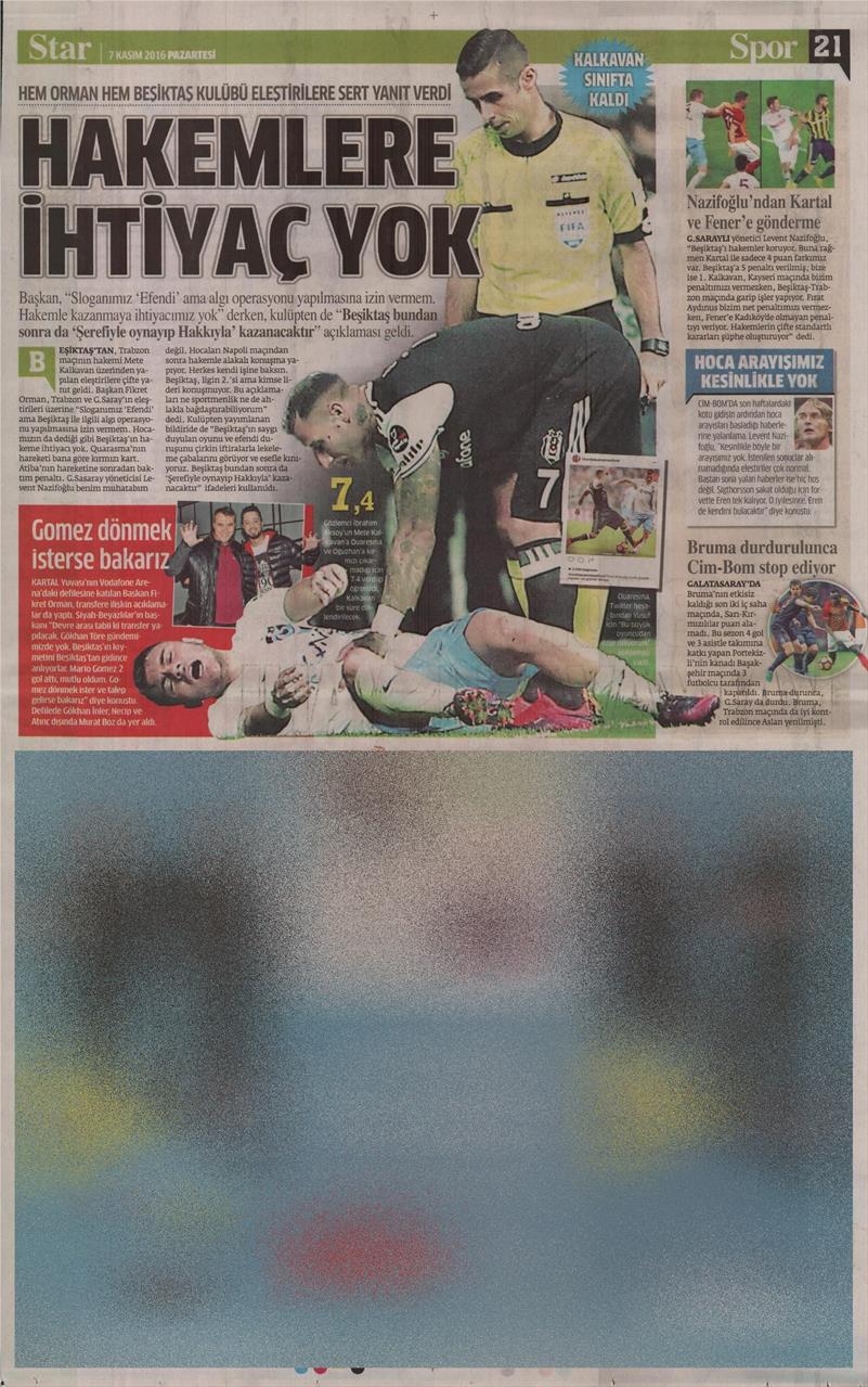 7 Kasım 2016 | Gazetelerin Beşiktaş sayfaları - Görsel 4