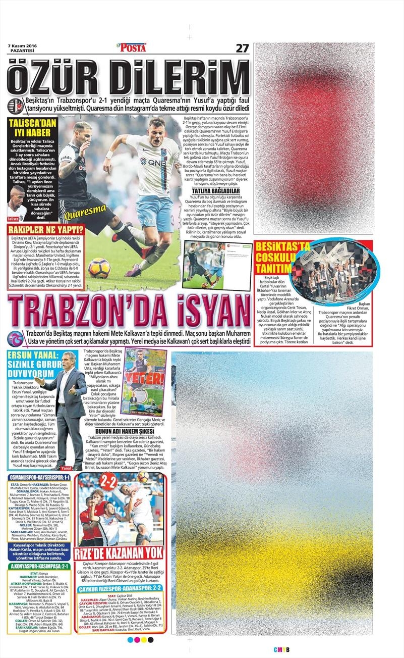 7 Kasım 2016 | Gazetelerin Beşiktaş sayfaları - Görsel 5