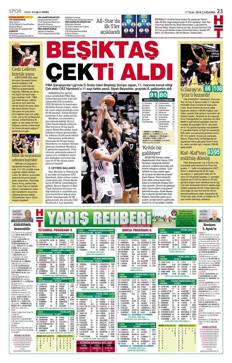 17 Ocak 2018 | Gazetelerin Beşiktaş Manşetleri - Görsel 5