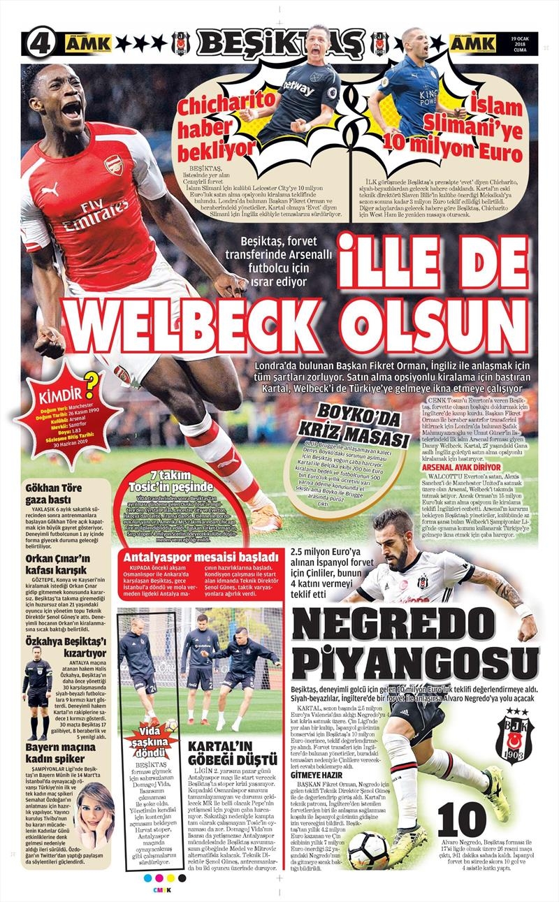 19 Ocak 2018 | Gazetelerin Beşiktaş Manşetleri - Görsel 3