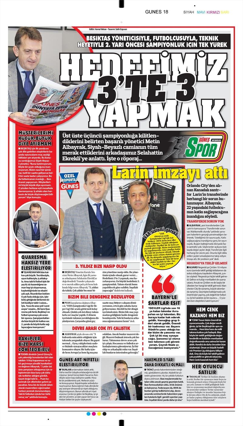 19 Ocak 2018 | Gazetelerin Beşiktaş Manşetleri - Görsel 4