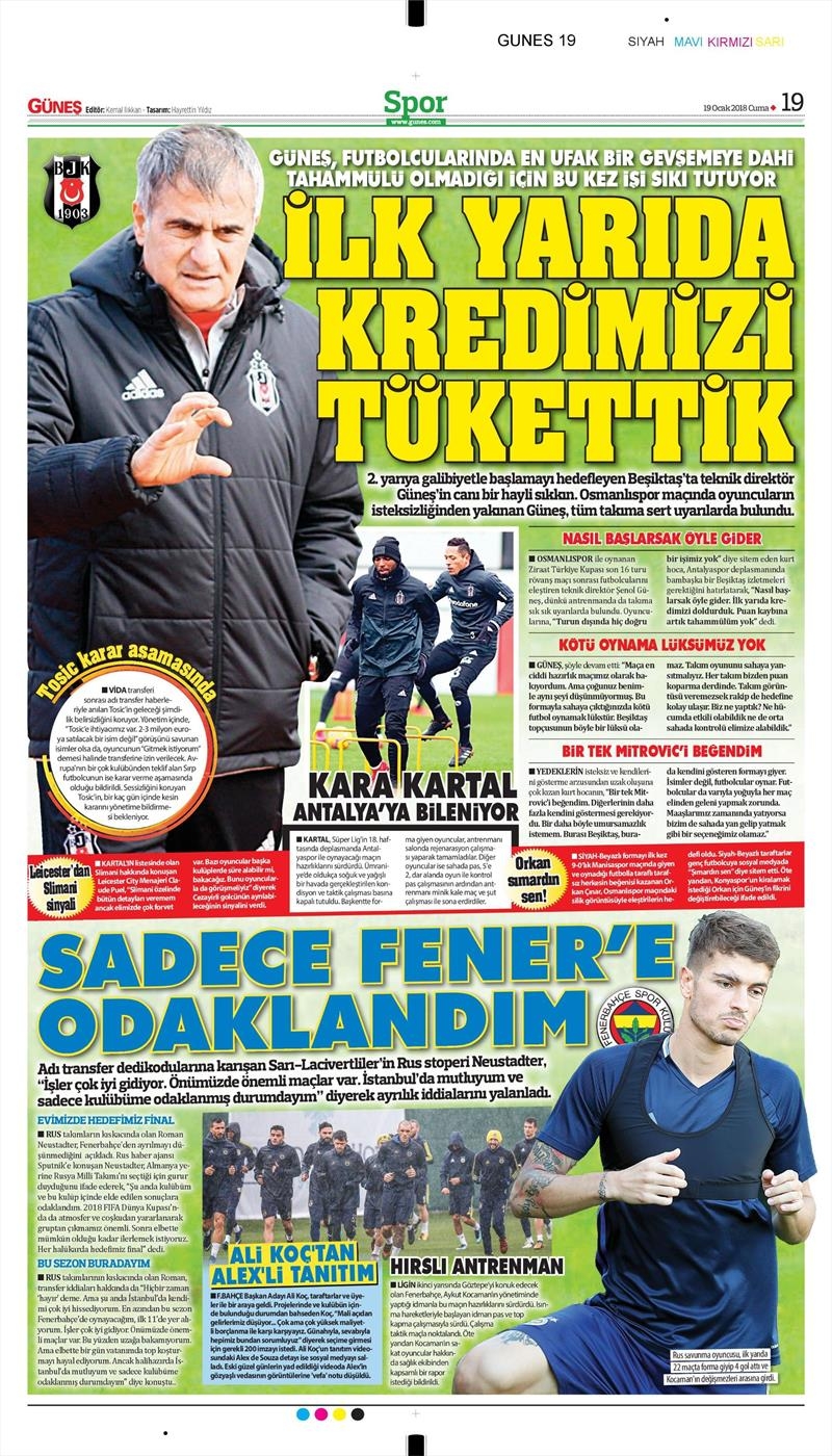 19 Ocak 2018 | Gazetelerin Beşiktaş Manşetleri - Görsel 5