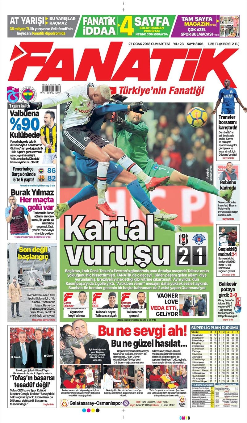 27 Ocak 2018 | Gazetelerin Beşiktaş Manşetleri - Görsel 3