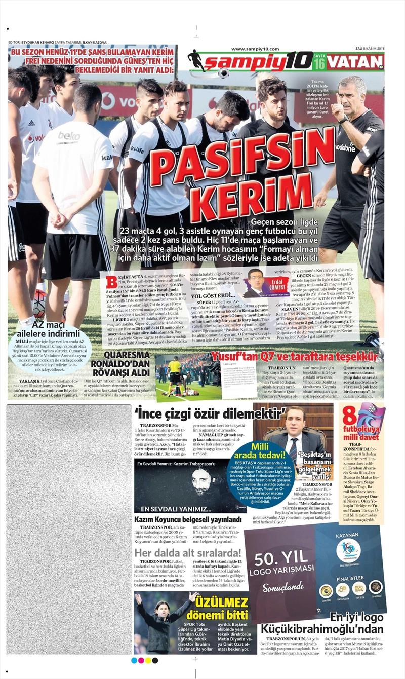 8 Kasım 2016 | Gazetelerin Beşiktaş sayfaları - Görsel 5