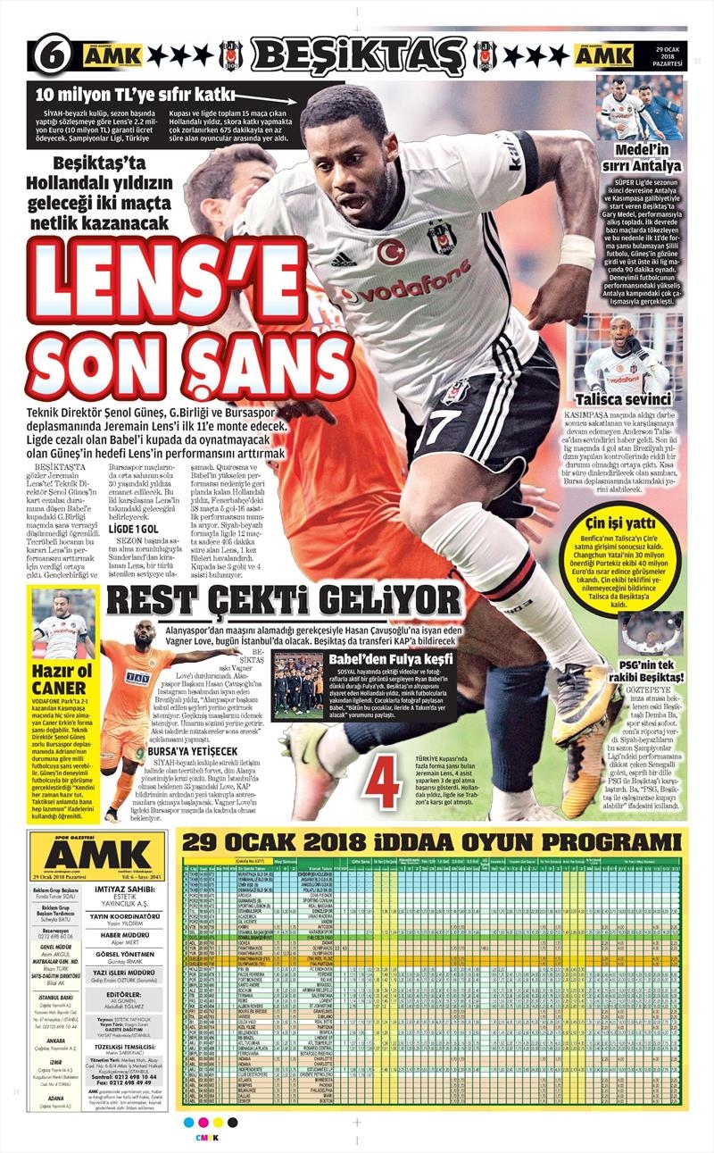 29 Ocak 2018 | Gazetelerin Beşiktaş Manşetleri - Görsel 2