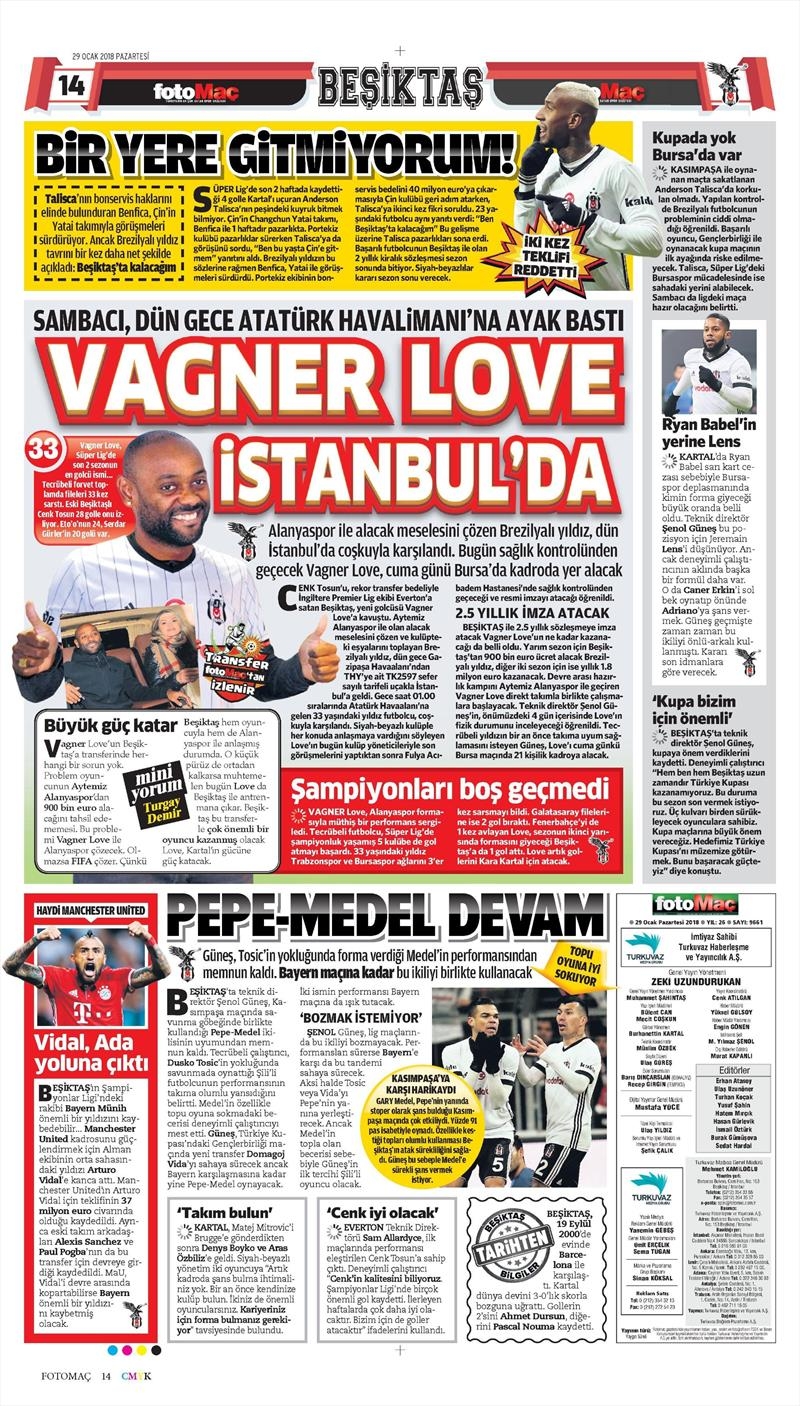 29 Ocak 2018 | Gazetelerin Beşiktaş Manşetleri - Görsel 4