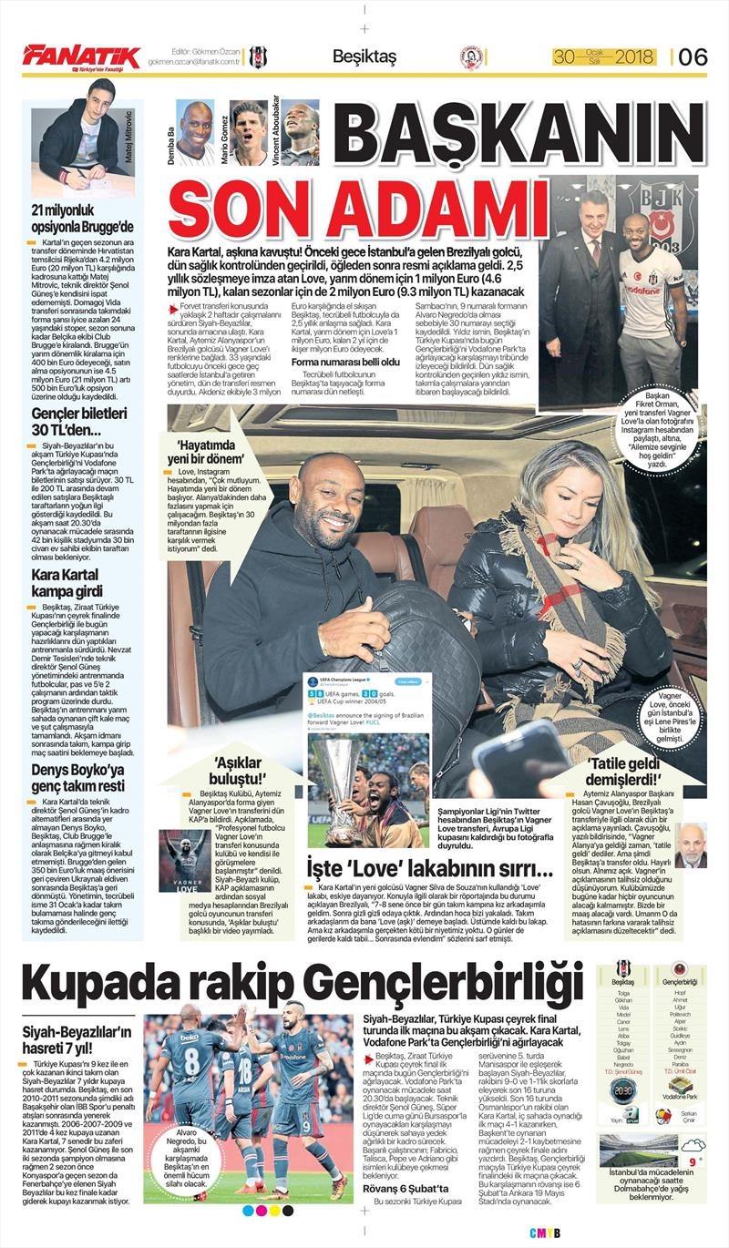 30 Ocak 2018 | Gazetelerin Beşiktaş Manşetleri - Görsel 1