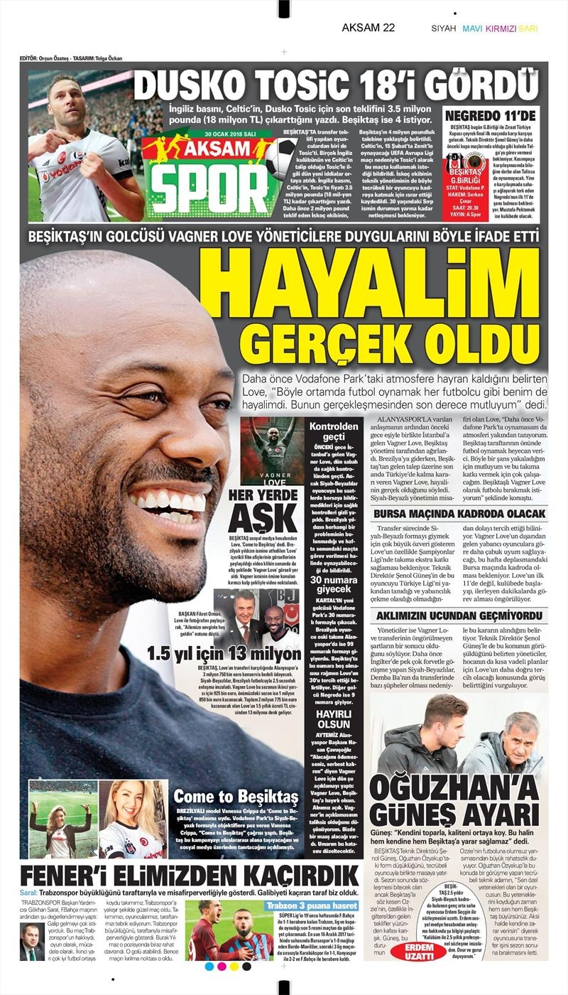 30 Ocak 2018 | Gazetelerin Beşiktaş Manşetleri - Görsel 3